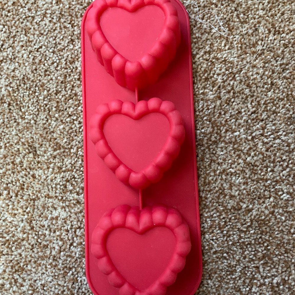 3 Silicone Red Heart Mold